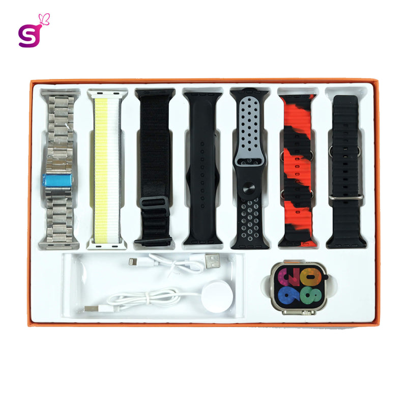 Multi-style 7 In 1 Smartwatch Straps New Slim Silicone Magnetic Wireless Charging Water Resistant