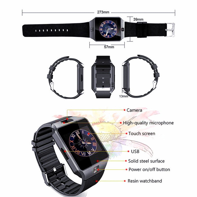 DZ09 Smartwatch with  Sim Camera wifi and Memory Bluetooth Supported