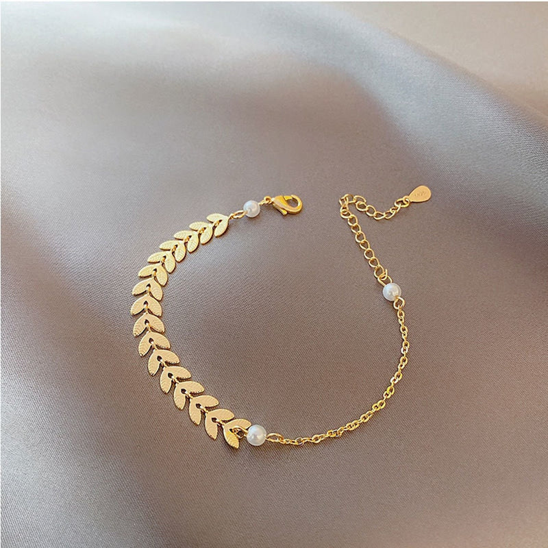 Trendy Gold Plated Necklace Earrings Bracelet Jewelry Set
