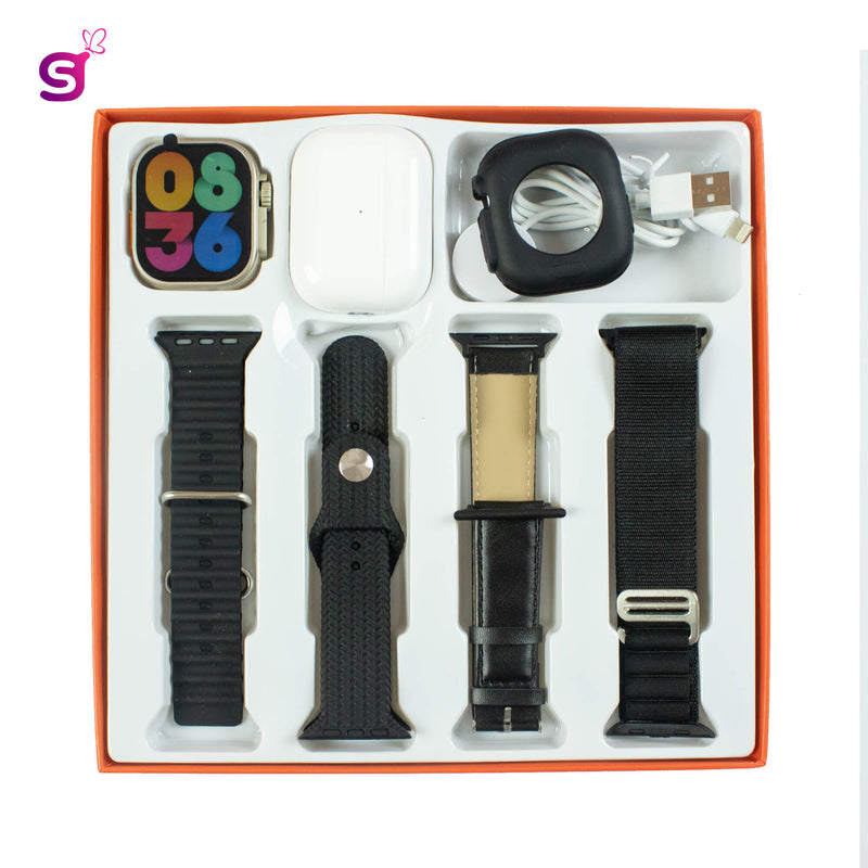 New Ultra9 Smartwatch With Airpods 2nd Gen 4 in 1 strap Combo smartwatch screw and Strap lock