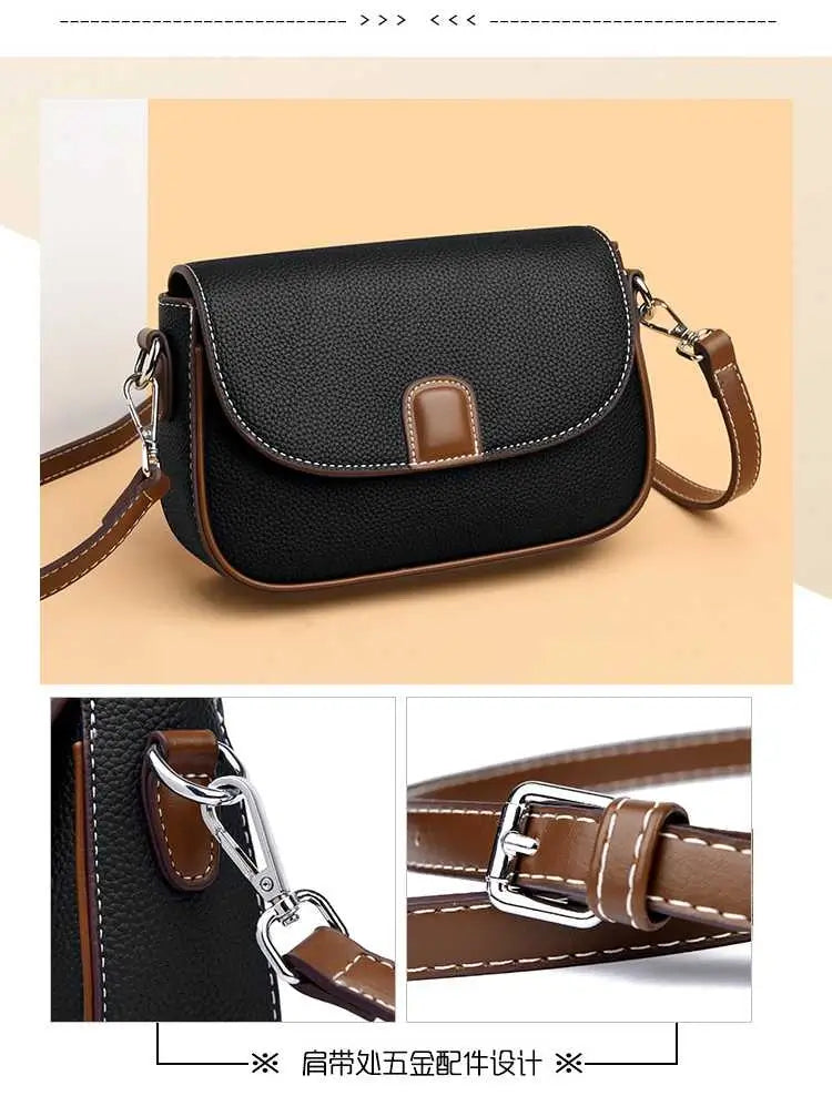 PU Leather Handbags Women Fashion Crossbody Bag - Black