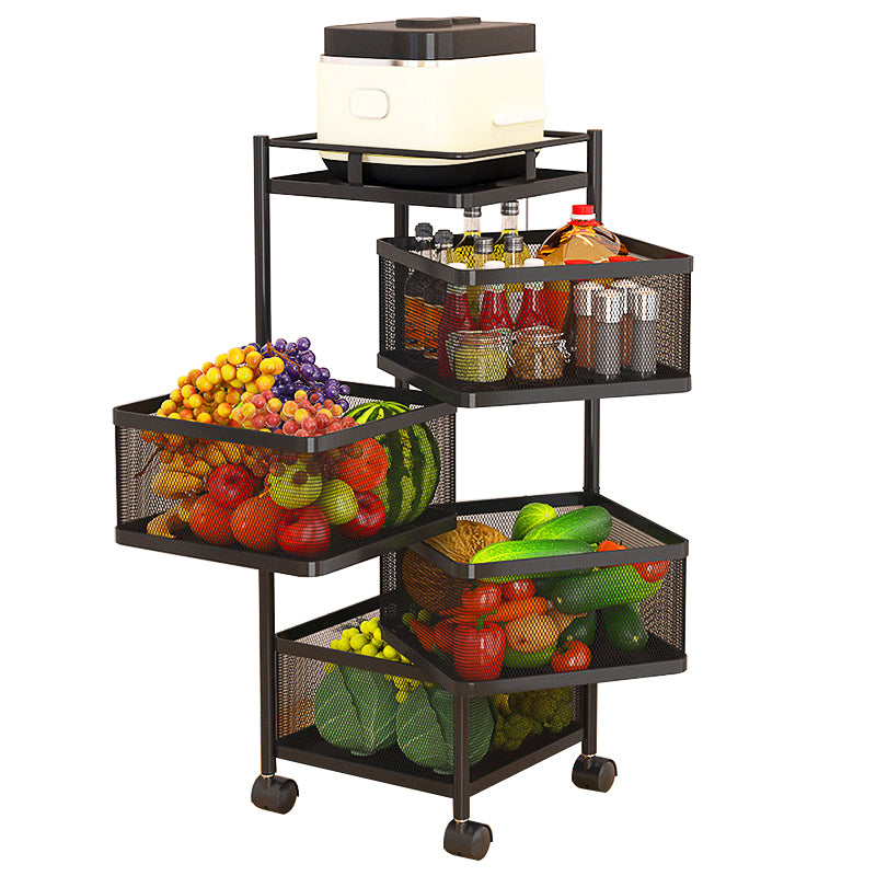 5 layer 360 Degree Rotating Vegetable Kitchen Rack Smart Kitchen Storage Shelf Carts