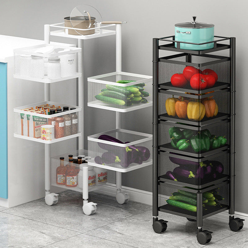 5 layer 360 Degree Rotating Vegetable Kitchen Rack Smart Kitchen Storage Shelf Carts