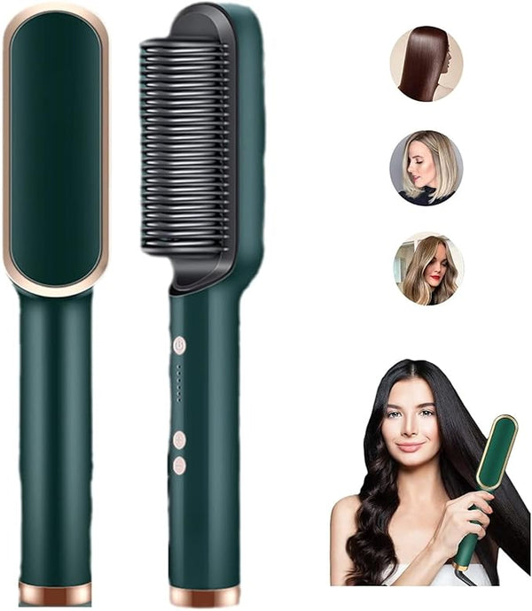 2 in 1 Hair Straightener and Styling Curler Comb Brush