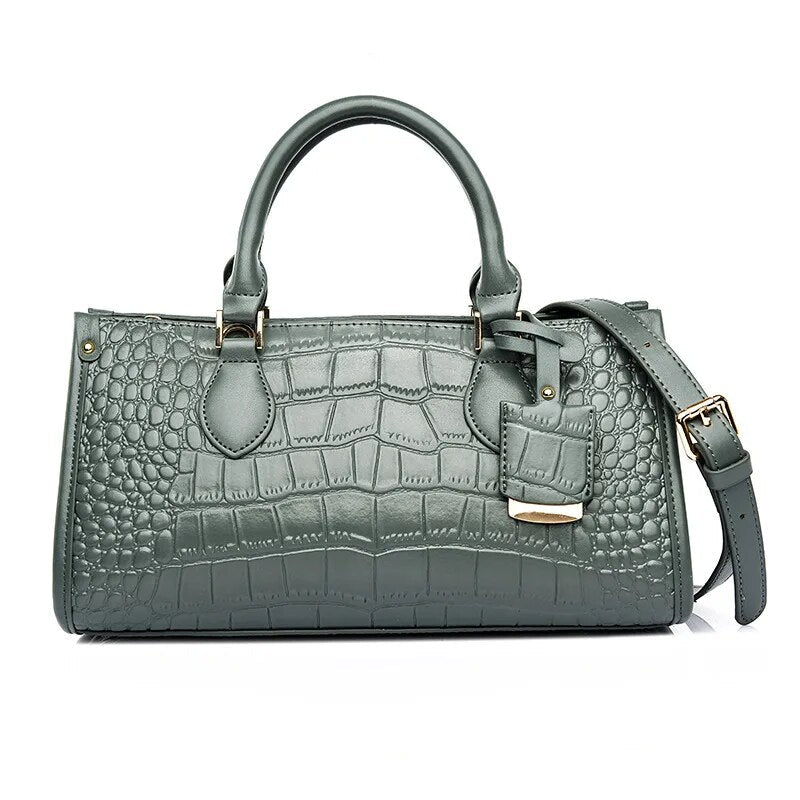 Hingare Genuine Leather Alligator Print Tote Bag Women's Large Capacity Shoulder Handbag