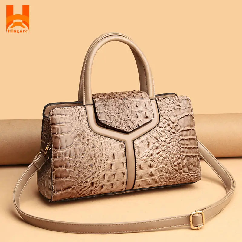 Crocodile Pattern Genuine Leather Stylish Women's Handbags Stylish Crocodile Shoulder Bag