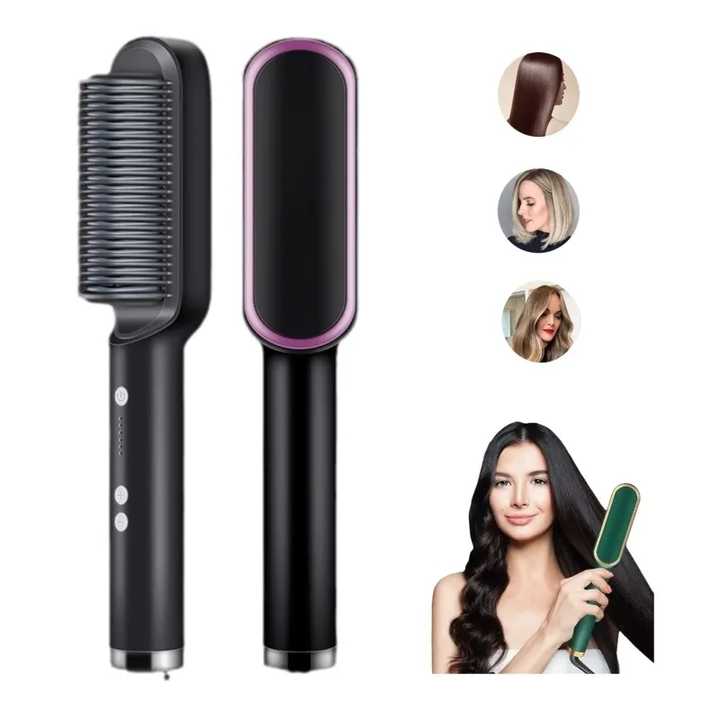 2 in 1 Hair Straightener and Styling Curler Comb Brush