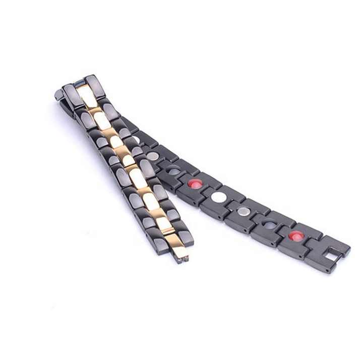 Fashion Black and Gold color Stainless Steel Magnetic Germanium Health Bracelet