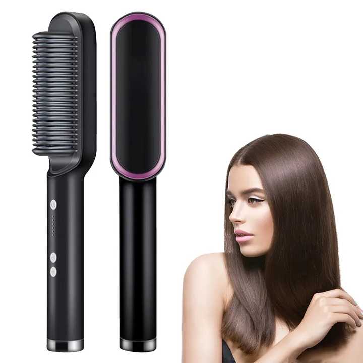 2 in 1 Hair Straightener and Styling Curler Comb Brush