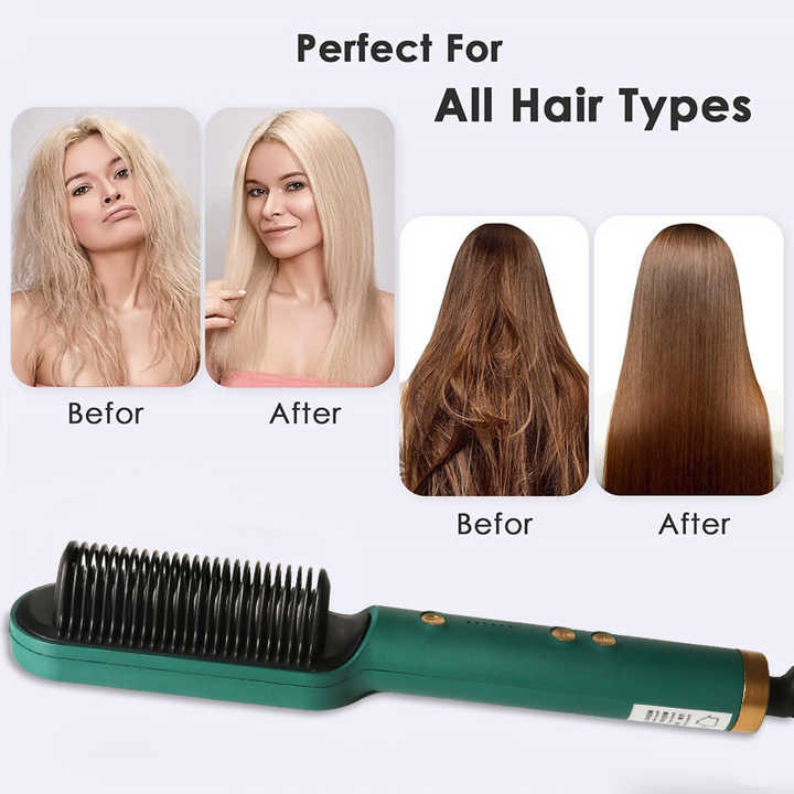 2 in 1 Hair Straightener and Styling Curler Comb Brush