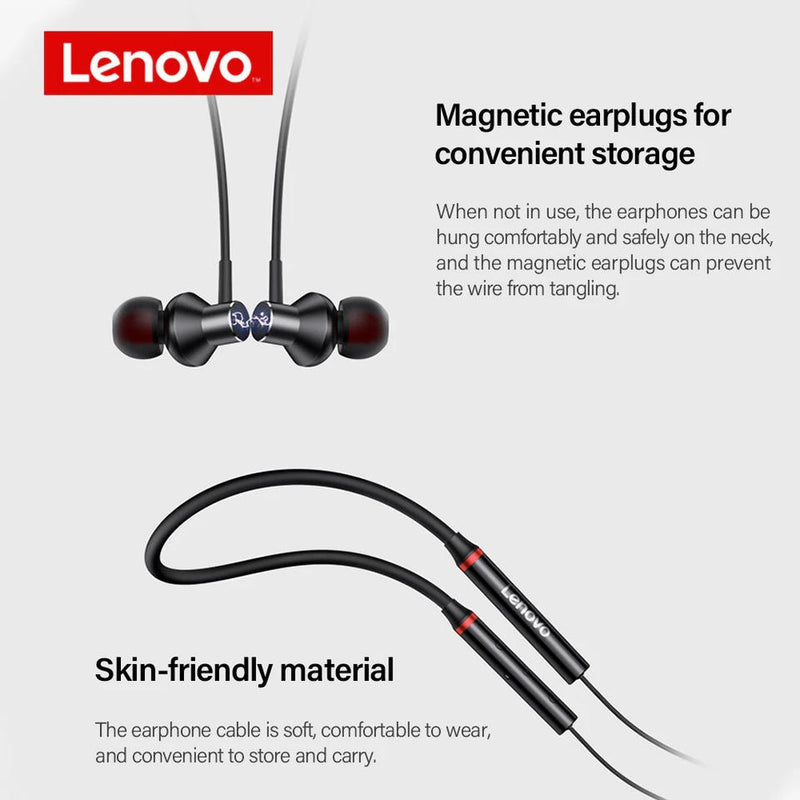 Original Lenovo HE05X Bluetooth Neckband Earphone Black