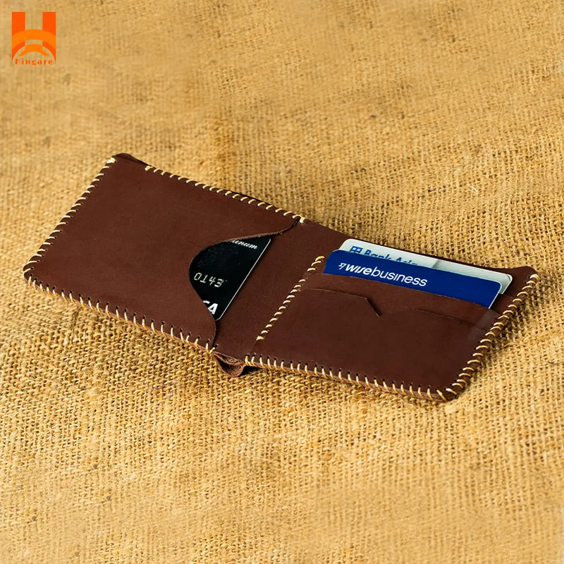 Handmade Genuine Leather Wallet For Men's Hand Sewing Bifold Men's Wallet - H22