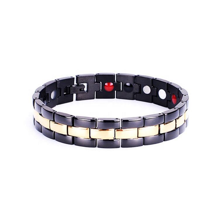 Fashion Black and Gold color Stainless Steel Magnetic Germanium Health Bracelet