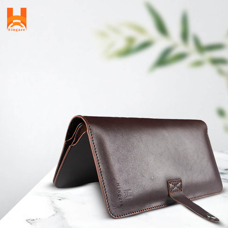 Hingare Full Grain Genuine Cow Leather Long Wallet Elegant Anti Brown Long Wallet