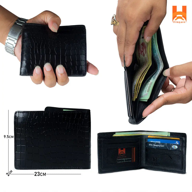 Hingare Stone Dice Leather Short Wallet Genuine Leather Men's Wallet