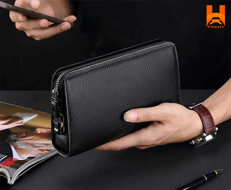 Hingare Genuine Leather Medium Capacity Smart Coded Lock Clutch Bag