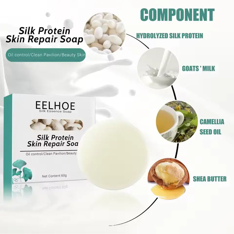 Eelhoe Silk Protein Skin Repair Soap Natural Goat Milk Facial Cleaning Soap