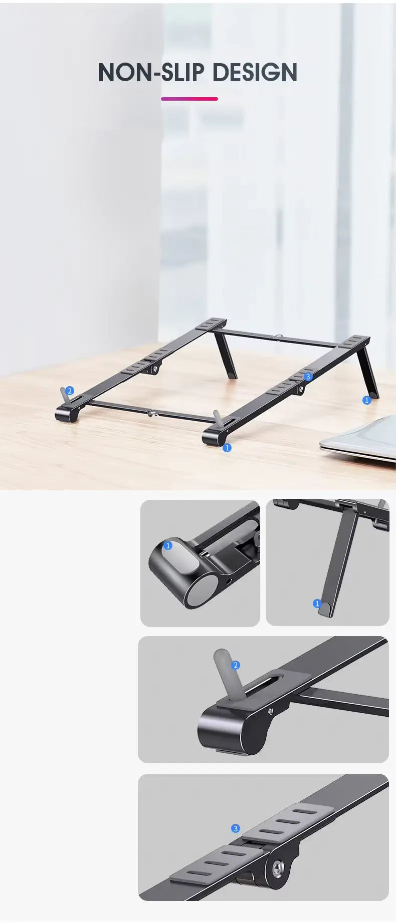 Mini Adjustable Portable Laptop Stand 3in1 Notebook, Laptop, Phone Stand Holder