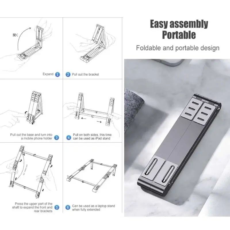 Mini Adjustable Portable Laptop Stand 3in1 Notebook, Laptop, Phone Stand Holder