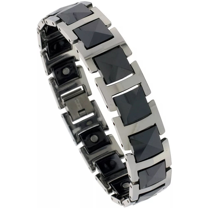 Tungsten Carbide and Ceramic Magnetic Bracelet