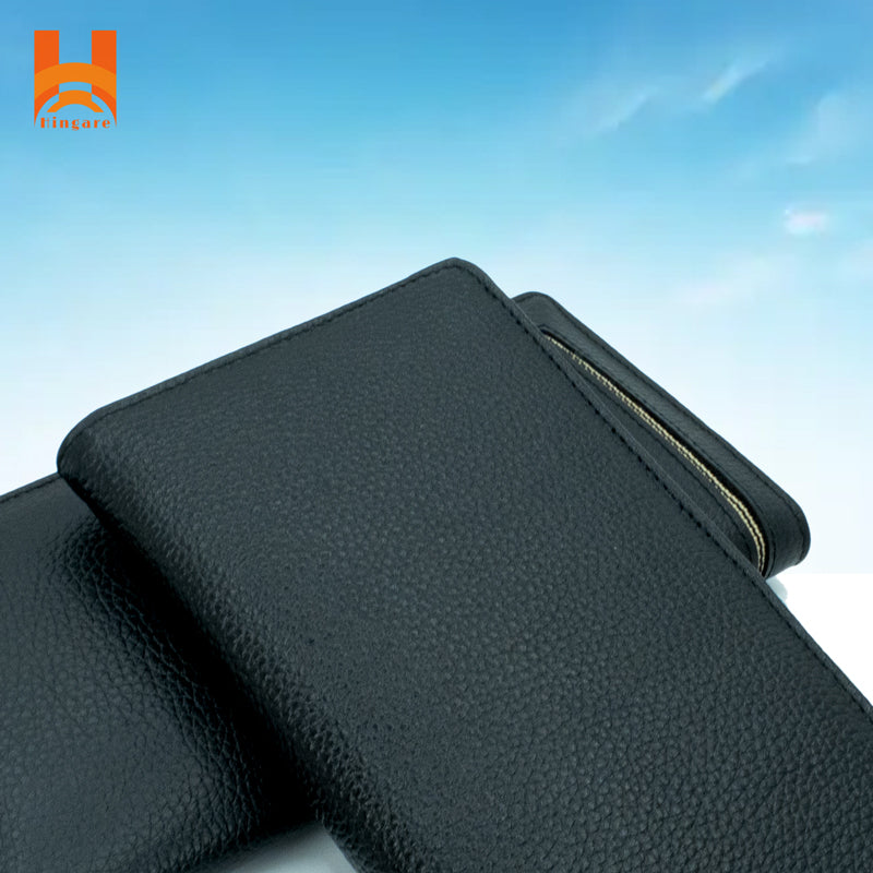 Hingare Leather Thin Line Zipper Long Wallet 100% Genuine Leather Zipper Long Wallet