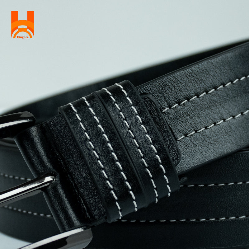 Hingare Distance Double Stitching Leather Men's Belt 100% Genuine Leather Belts (With Gift Box)