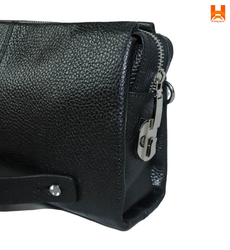 Hingare Genuine Leather Large Capacity Smart Coded Lock Clutch Bag