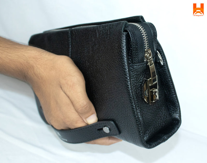 Hingare Genuine Leather Large Capacity Smart Coded Lock Clutch Bag